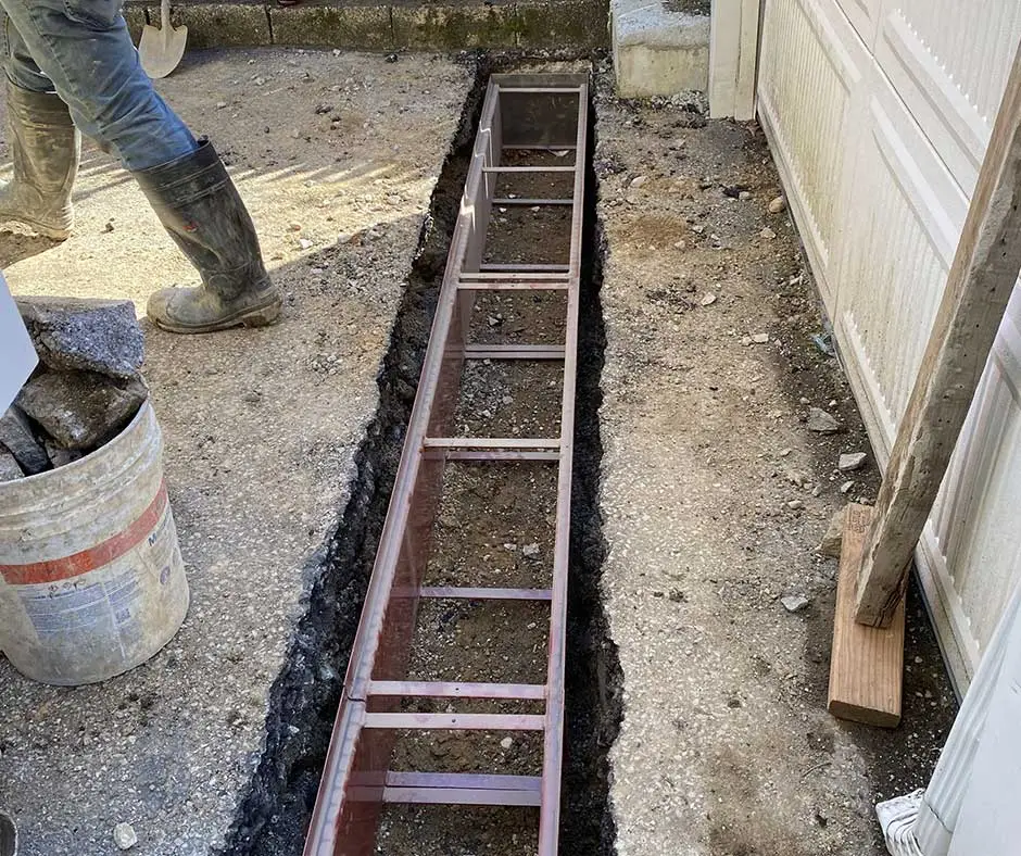 Partially dug trench French Drain Installation Philadelphia, PA
