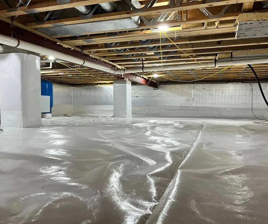 With white vapor barrier Crawl Space Encapsulation Philadelphia, PA With white vapor barrier Crawl Space Encapsulation Philadelphia, PA