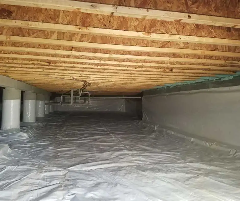 With wooden beams Crawl Space Encapsulation Philadelphia, PA